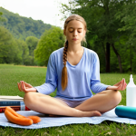 Self-Care for Teen Counselors**

*Prompt:* "A serene counselor meditating outdoors, surrounded by symbols of self-care: healthy food, a book, exercise equipment. Soft, calming colors. The scene should convey peace and well-being, emphasizing the importance of counselor self-care."

**