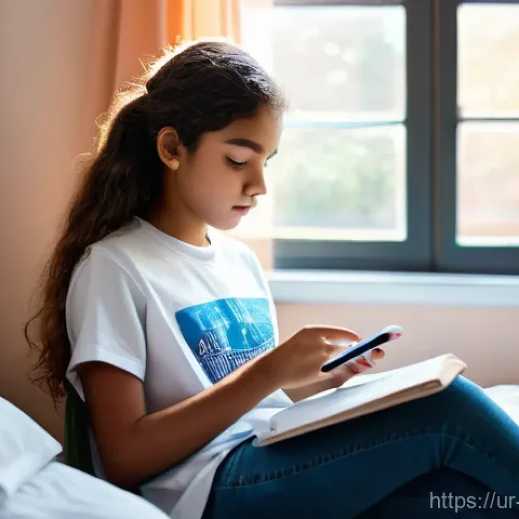 청소년상담사와 가족 상담의 차이점 - **A Reflective Teenager Facing Modern Pressures:**
    A 16-year-old girl sits at a modern study des...