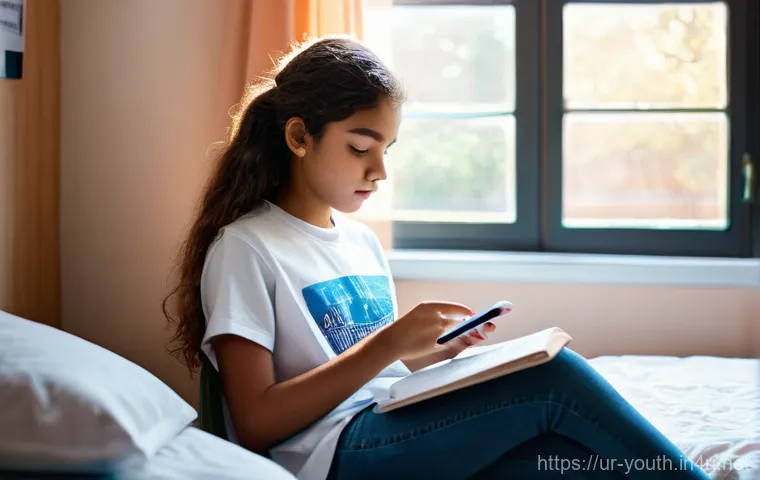 청소년상담사와 가족 상담의 차이점 - **A Reflective Teenager Facing Modern Pressures:**
A 16-year-old girl sits at a modern study des...