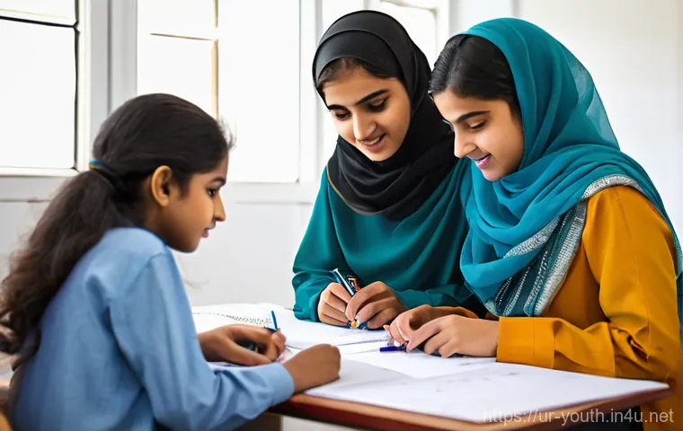 청소년상담사와 청소년 리더십 개발 - **Prompt:** A vibrant and bustling youth mentorship workshop in a modern Pakistani community center....