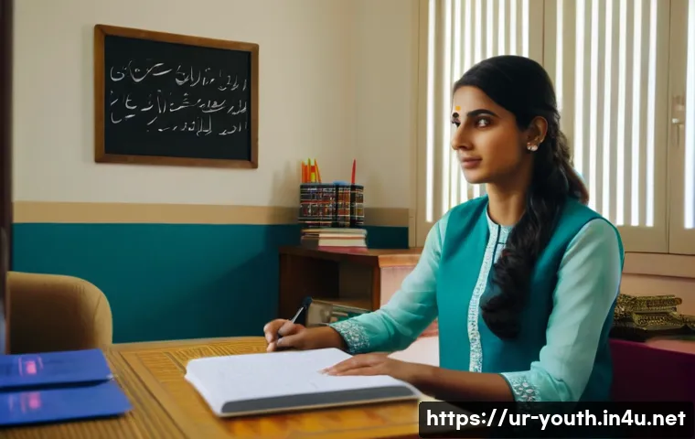 청소년상담사 심화 과정 강의 - A compassionate Urdu-speaking female counselor in her early 30s, sitting in a warmly lit modern ther...