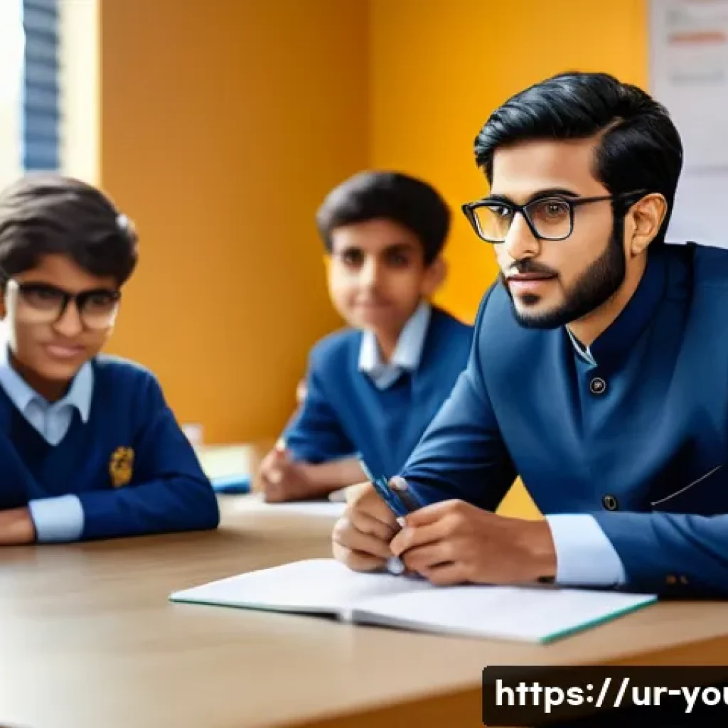청소년상담사 자격증 취득 후 직업 선택 방법 - A professional young Urdu-speaking career counselor in a modern office setting, wearing smart busine...