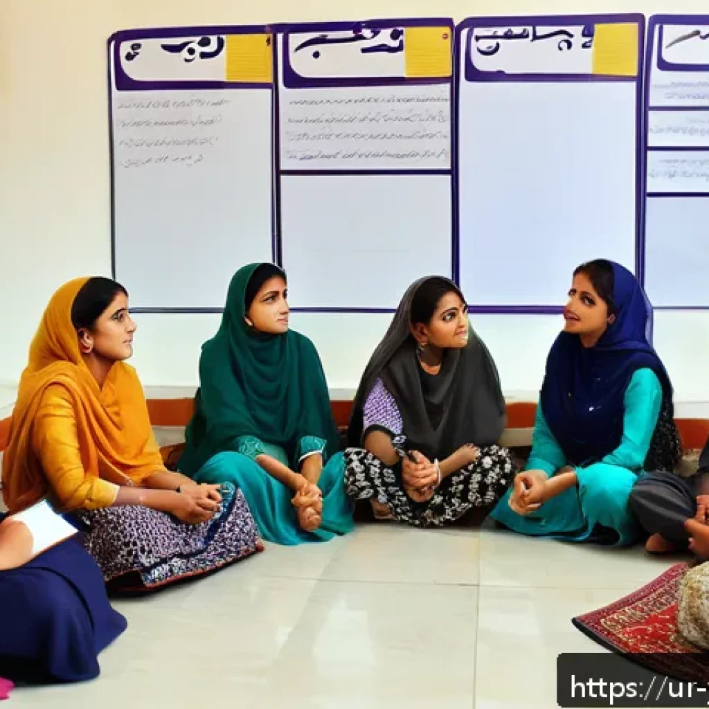 청소년상담사 실습보고서 작성법 - A group counseling session scene in a modern community center in Pakistan, featuring diverse South A...