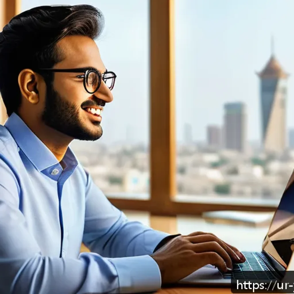 청소년상담사와 관련된 최신 뉴스 - A young Urdu-speaking consultant in a modern digital office environment, wearing professional busine...