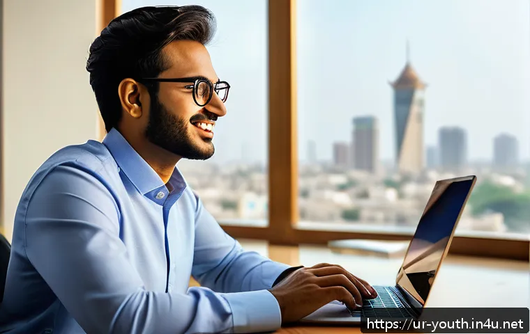 청소년상담사와 관련된 최신 뉴스 - A young Urdu-speaking consultant in a modern digital office environment, wearing professional busine...