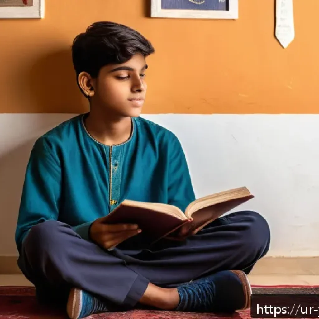 청소년상담사 자격증 취득 후 전망 - A thoughtful South Asian teenage boy sitting comfortably in a cozy, well-lit room with traditional U...